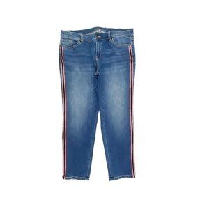 New York & Company Boyfriend Side Stripe Women's size 12 Blue Denim jeans‎